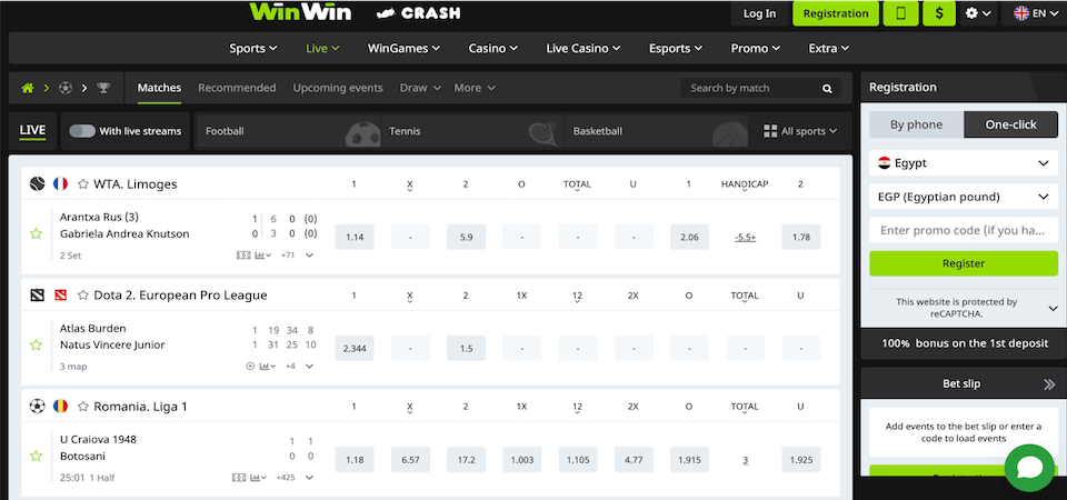 Jonli bozor WinWin Bet Sportga tikish va kazino o'yinlari